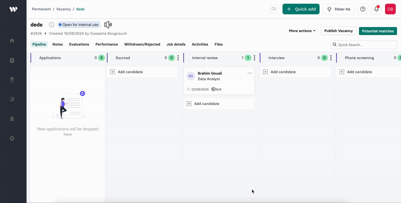 Screen recording of the legacy Wiggli interview scheduling UI, showing the limitation of proposing only a single time slot — the root cause of 40% candidate dropout